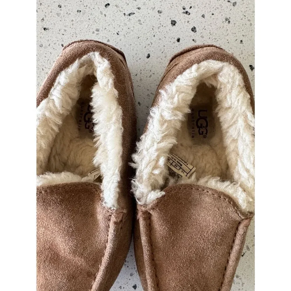 UGG Australia Tan Suede Shearling-Lined Moccasin Slippers Kid’s Size 13